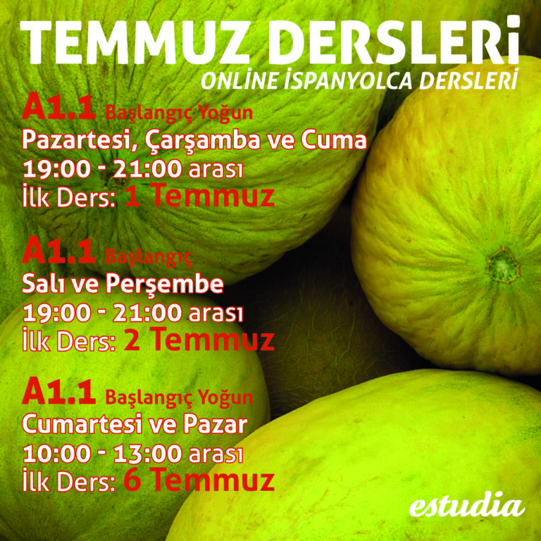 TEMMUZ DERSLERİ Online İspanyolca Dersleri