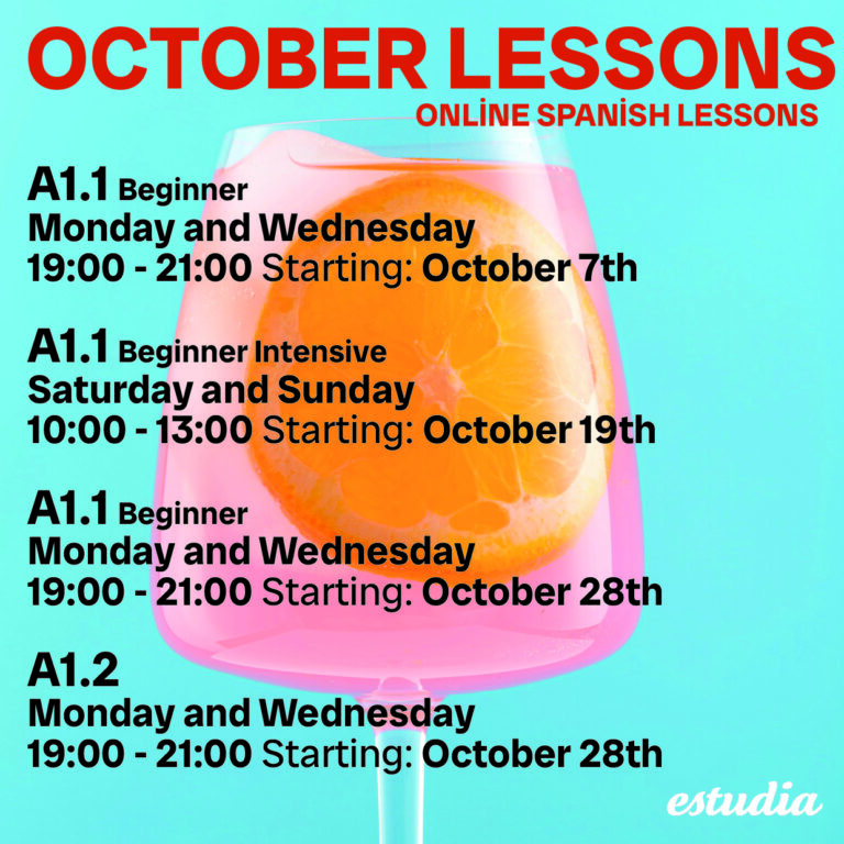 OCTOBER LESSONS – Spanish Online Lessons